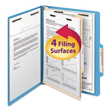 Smead® Colored Top Tab Classification Folders, 1 Divider, Letter Size, Blue, 10-box freeshipping - TVN Wholesale